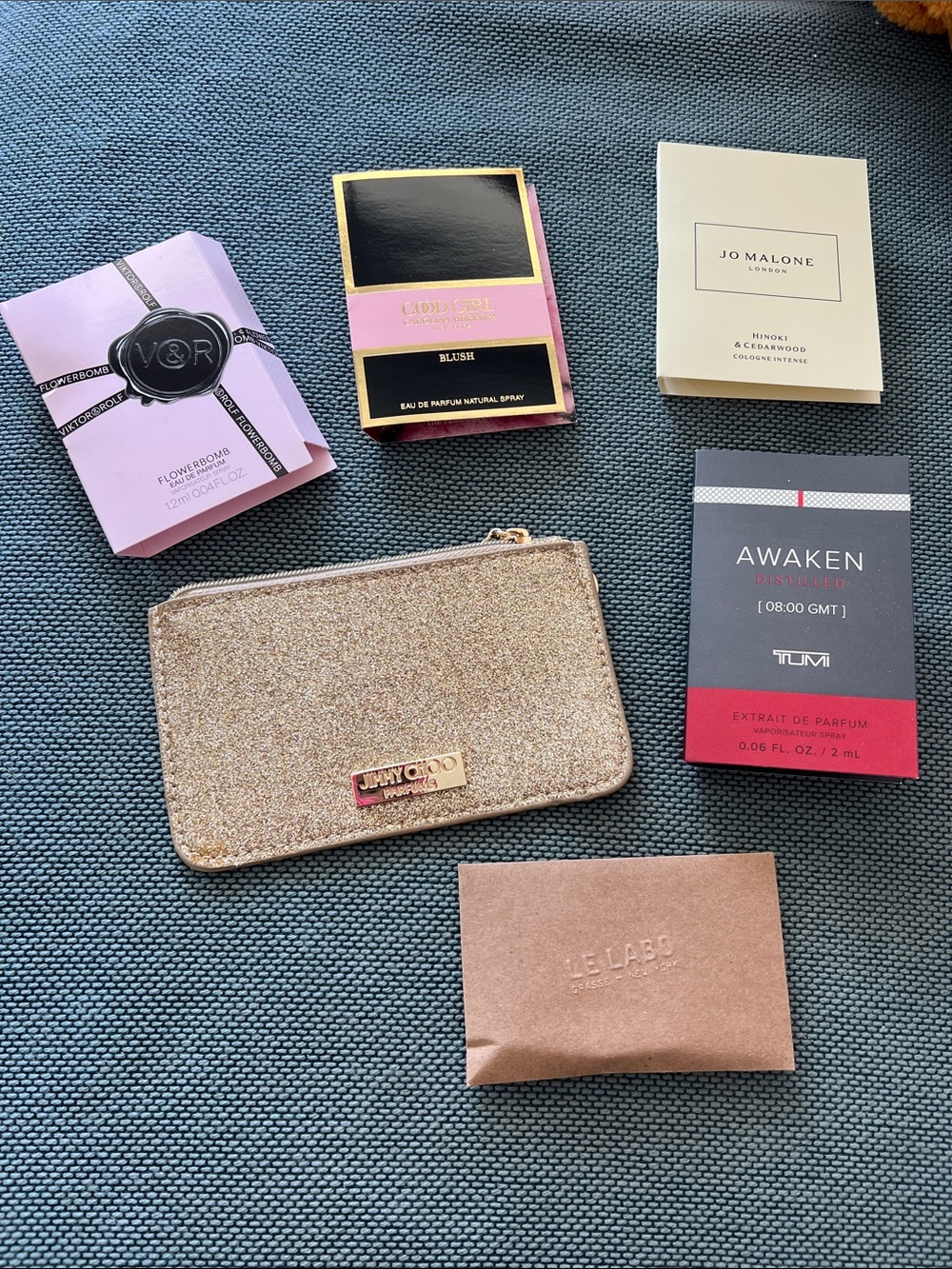Jimmy Choo Gold Glitter Zip Pouch Wallet